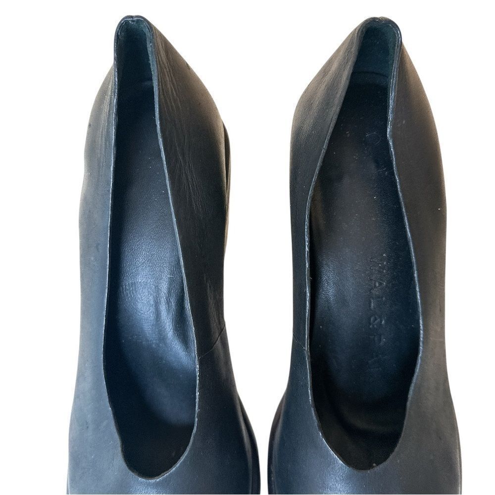 WAL & PAI Leather Black Square Toe Slip Heels - Picture 6 of 9